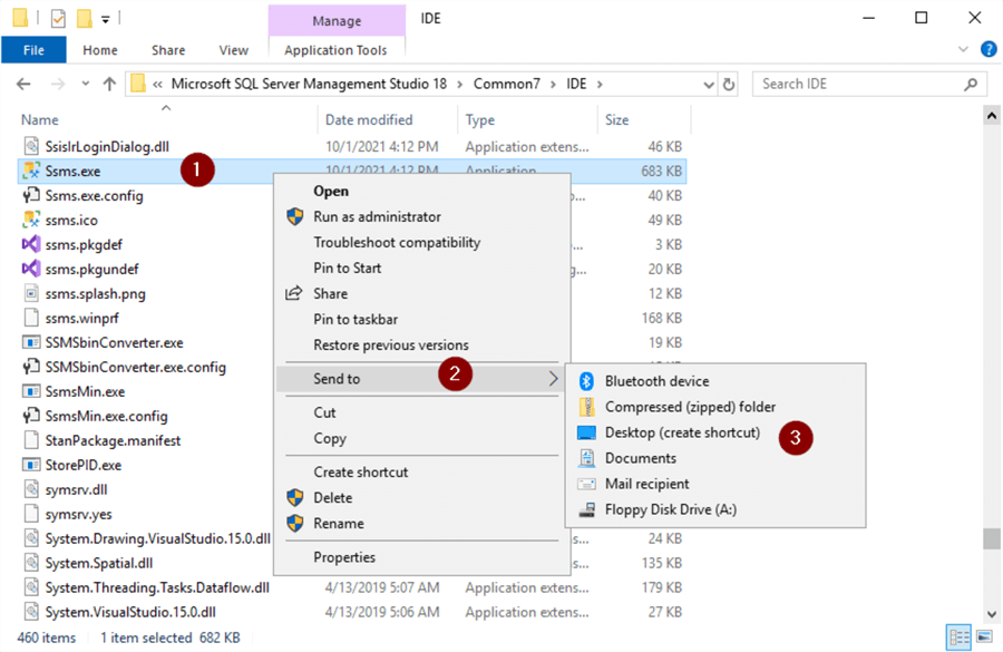 Create ssms Shortcut