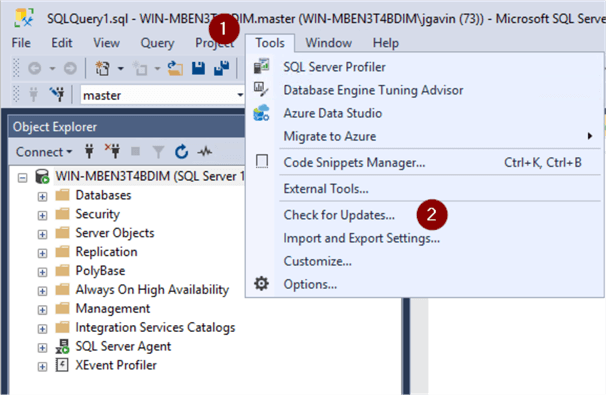 ssms check for updates