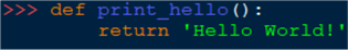 print hello returning function