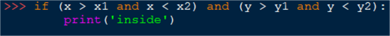 script to check if a point lies inside a triangle with conditions grouped with parenthesis