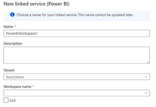 NewLinkedService New Linked Service for Power BI in Synapse Analytics