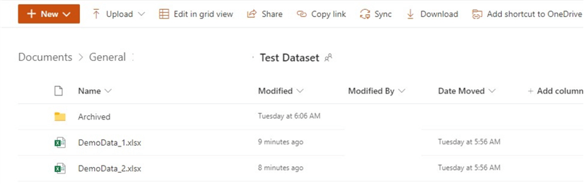 Excel Data sources in SharePoint folder