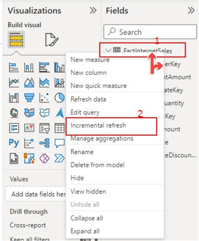 Defining the Incremental Refresh policy
