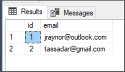 SQL Server data in a table