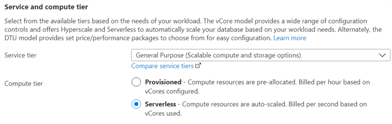 compute tier options