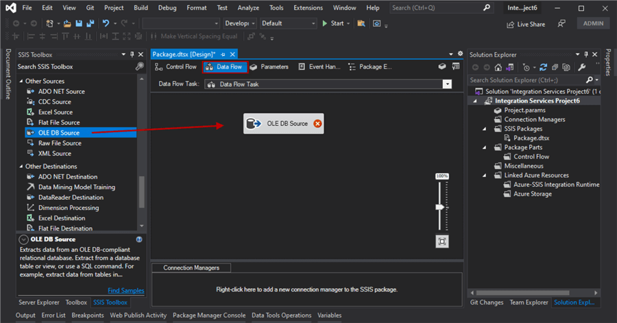 visual studio edit ssis package