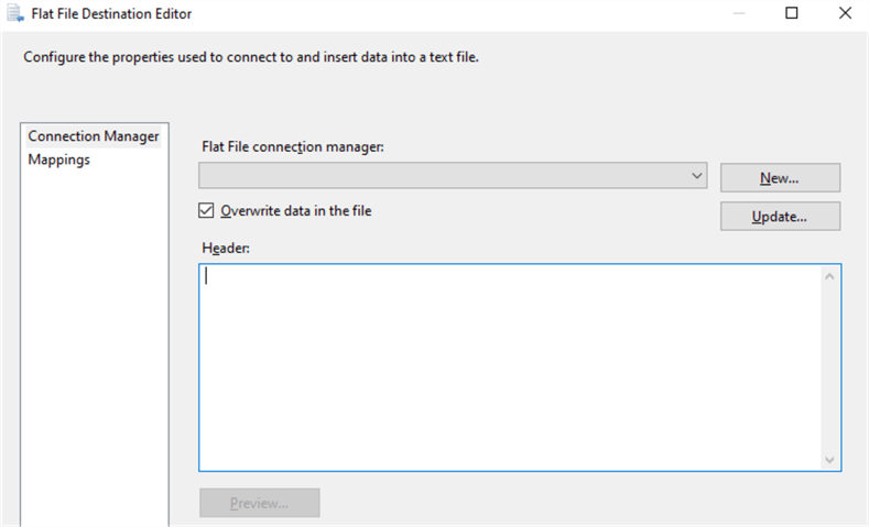 flat file destination editor