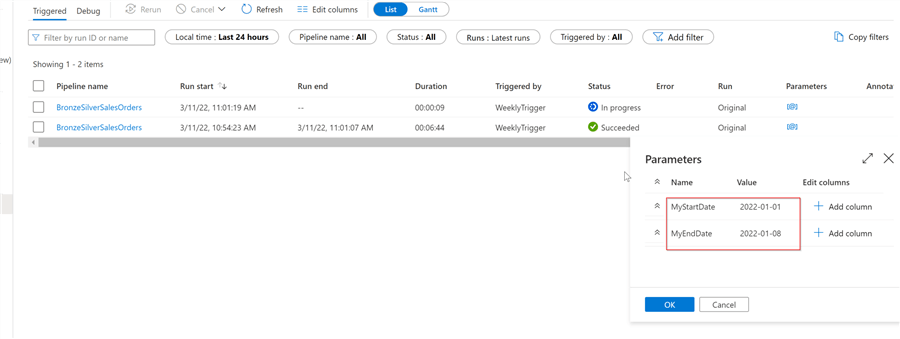 find instances of this pipeline running sequentially