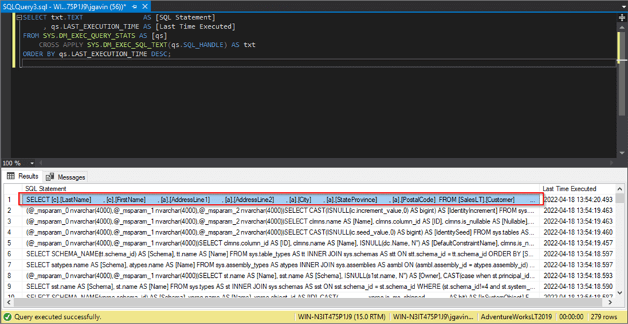 Query DMVs