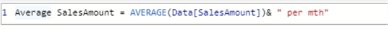 Average Sales Amount concatenated with text value DAX