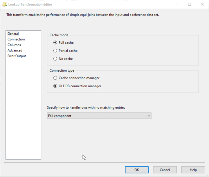 ssis lookup transformation editor