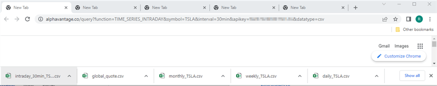 Alpha Vantage query
