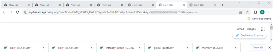 Alpha Vantage query