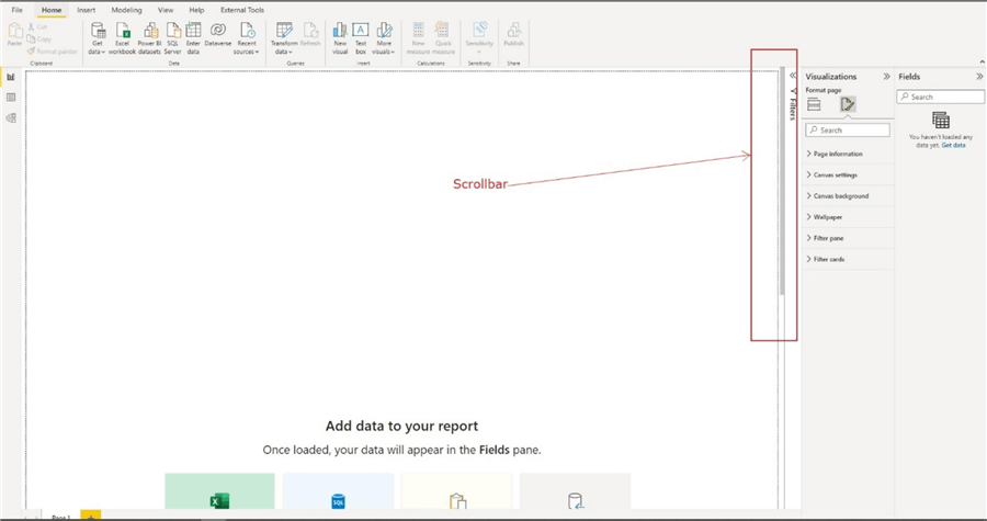 Power BI Desktop view with increased vertical orientation.