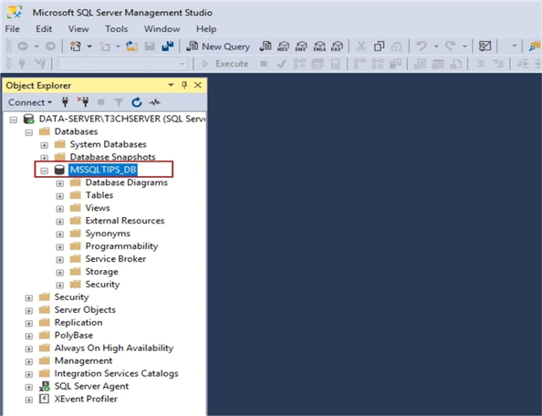 ssms new database