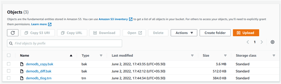 aws s3 bucket backup files