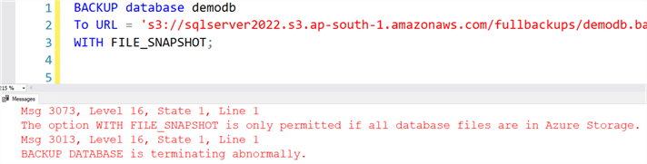 sql server backup error