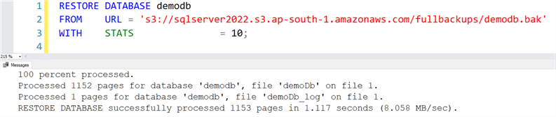 restore database command