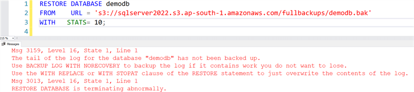 restore database command