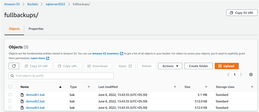 aws bucket contents