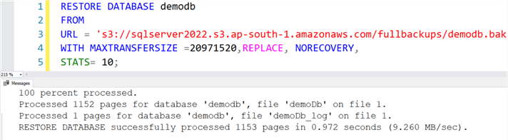 restore database command
