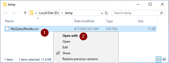 Open .csv