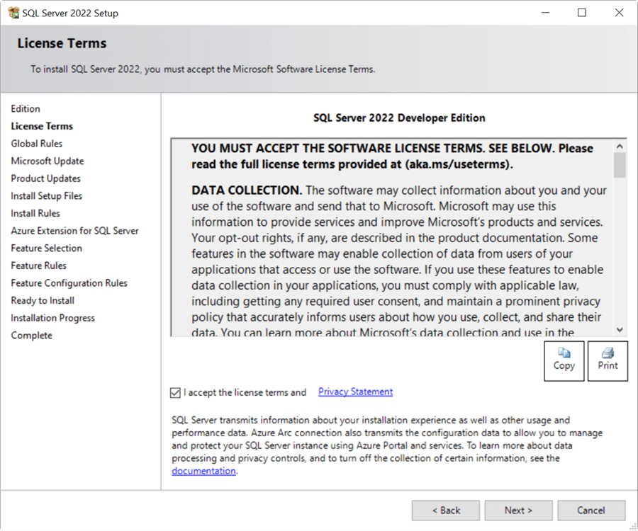SQL Server License Terms