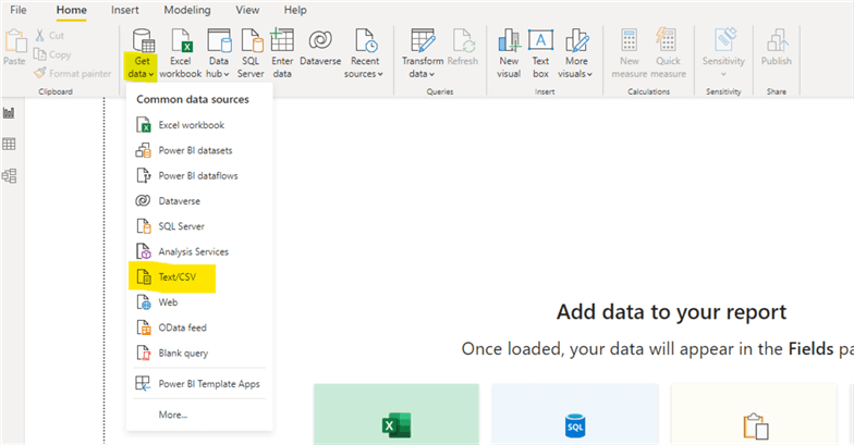 PowerBI Desktop-Get data, Test/CSV