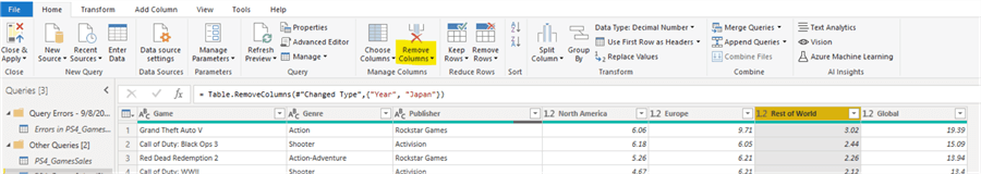 Remove columns