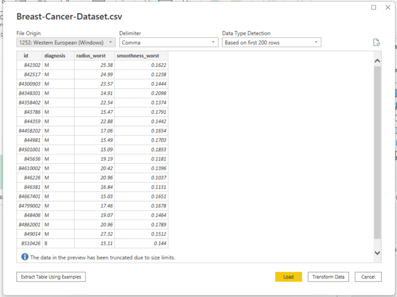 View CSV file