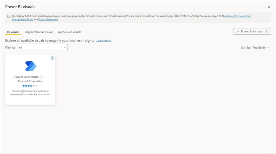 add power automate visual