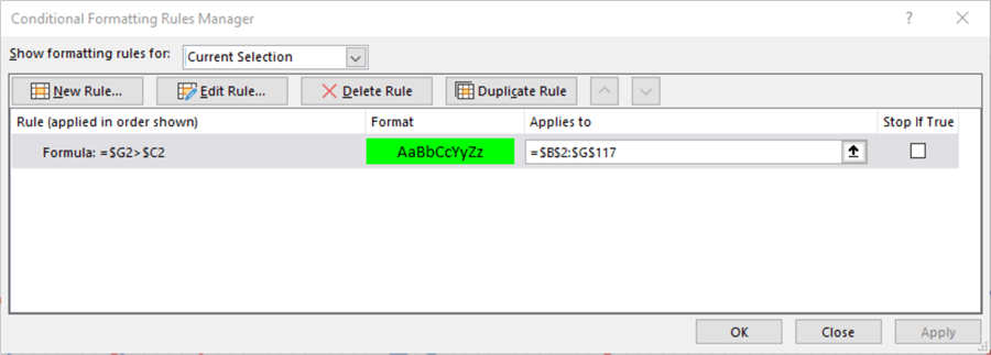 Conditional Formatting Rules Manager