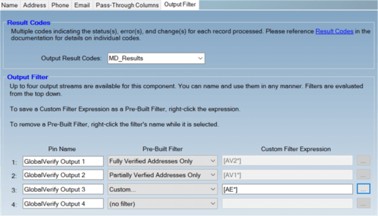 configuration of multiple outputs