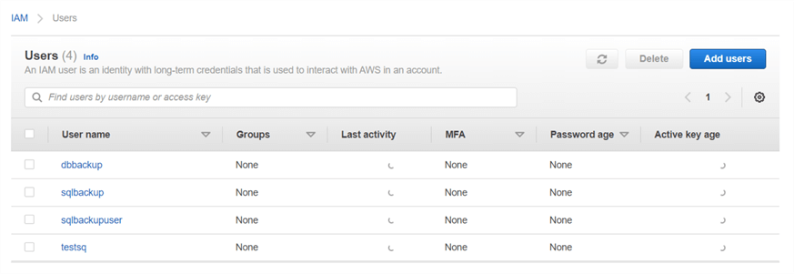IAM in the AWS web portal and go to users