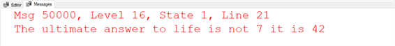 SQL RAISERROR for Error Handling During Code Execution