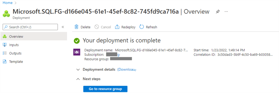Failover group creation successful