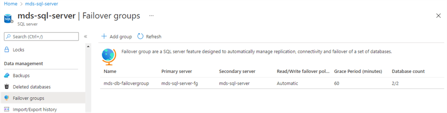 Validate failover group post failover