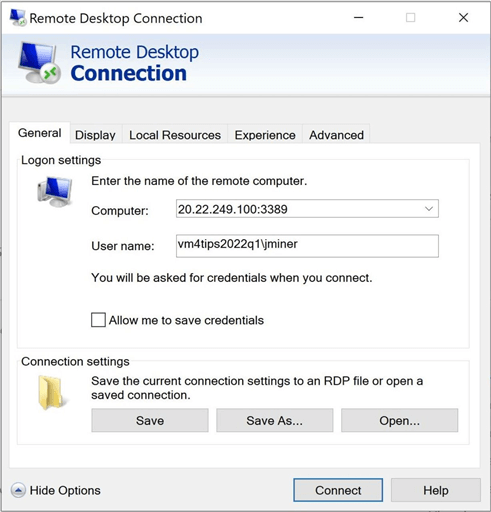 Azure SQL Managed Instance - Remote Desktop Connection to Jump Server.