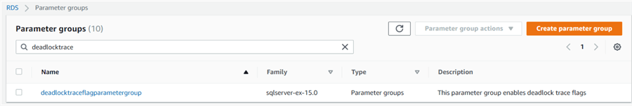 custom DB parameter group