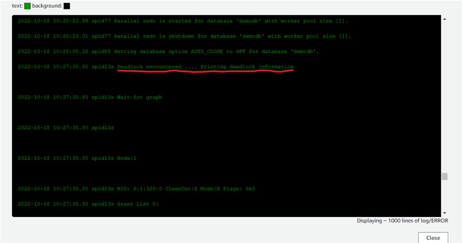 deadlock information