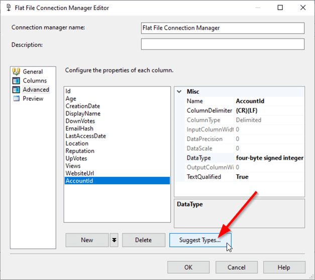 Suggest types button