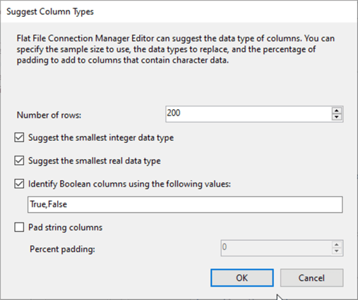 Suggest types dialog box