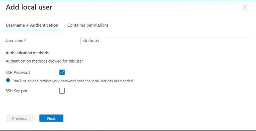 SFTP protocol for ABS - Start adding stockuser.