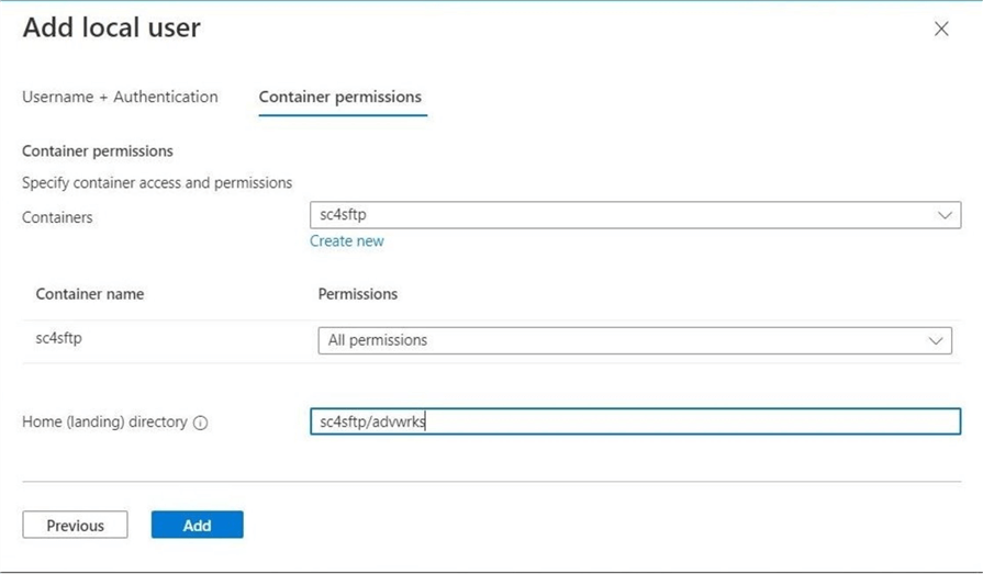 SFTP protocol for ABS - End adding advwrksuser.