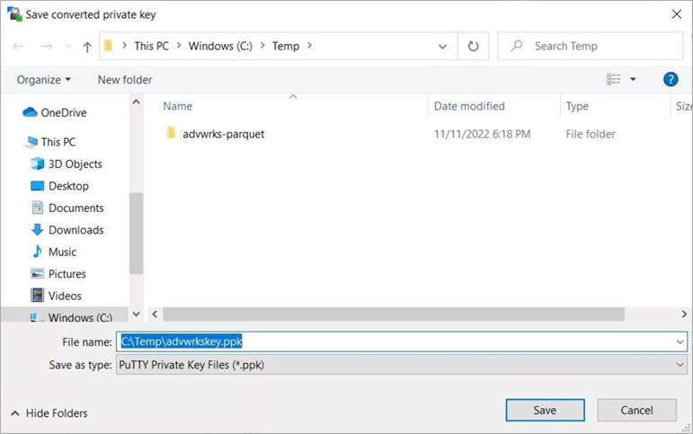 SFTP protocol for ABS - Save key in the temp directory.