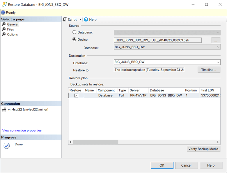 database sharding - restore big jons bbq database.