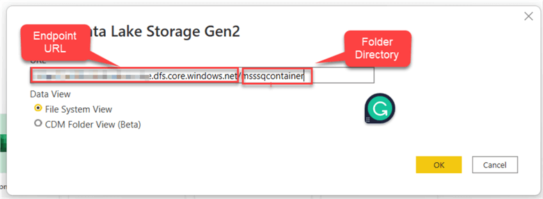 File System Endpoint URL Endpoint URL and container directory