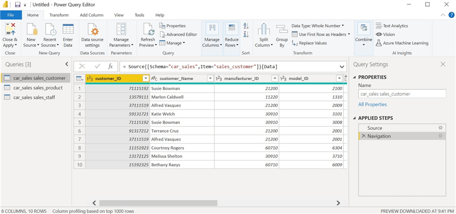 Power BI Desktop-Power Query Editor
