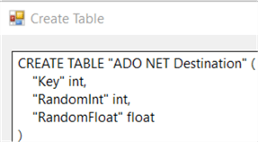 Create table