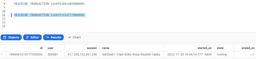 snowflake transactions